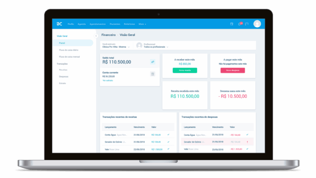 Sistema Financeiro para Consultórios e Clínicas.
