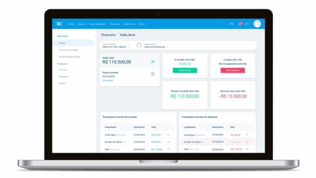 Sistema Financeiro para Consultórios e Clínicas.