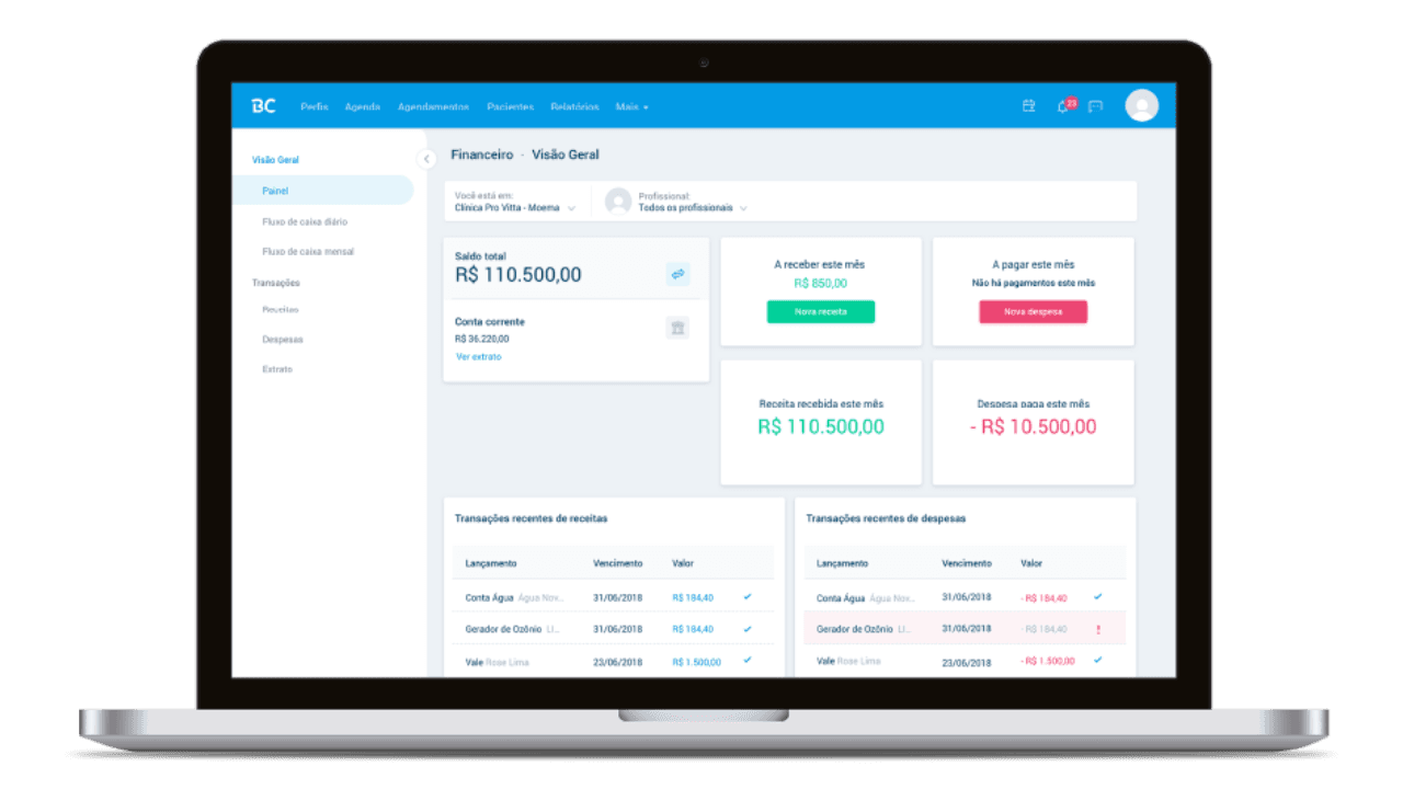 Sistema Financeiro para Consultórios e Clínicas.