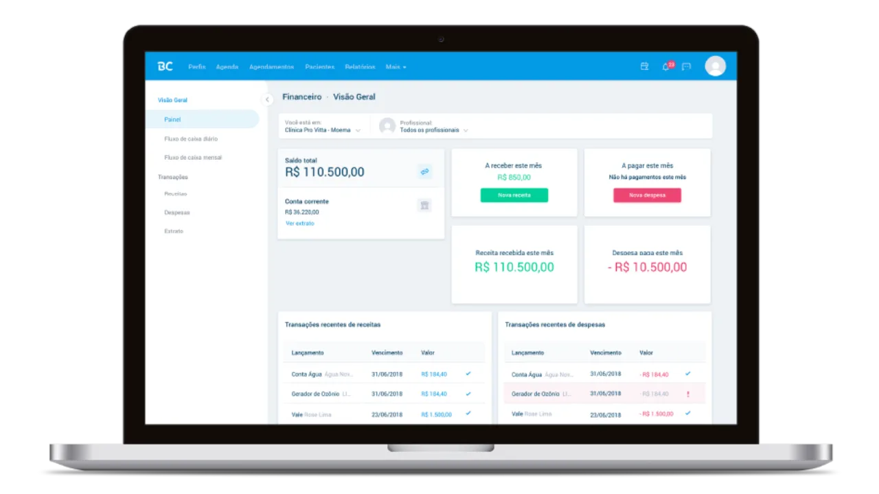 Sistema Financeiro para Consultórios e Clínicas.